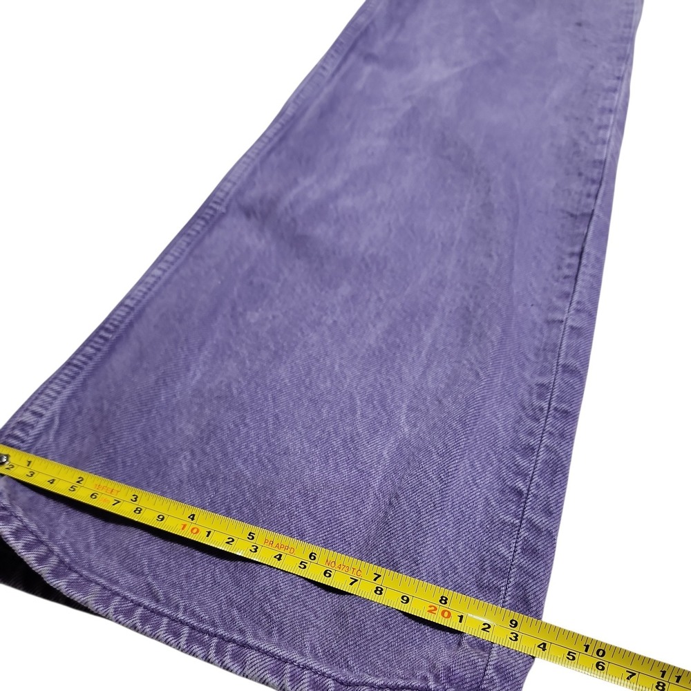 ZARA Purple High Waisted Wide Leg Jeans USA 2 Retro Colorful Denim Pants Boho - Picture 7 of 12